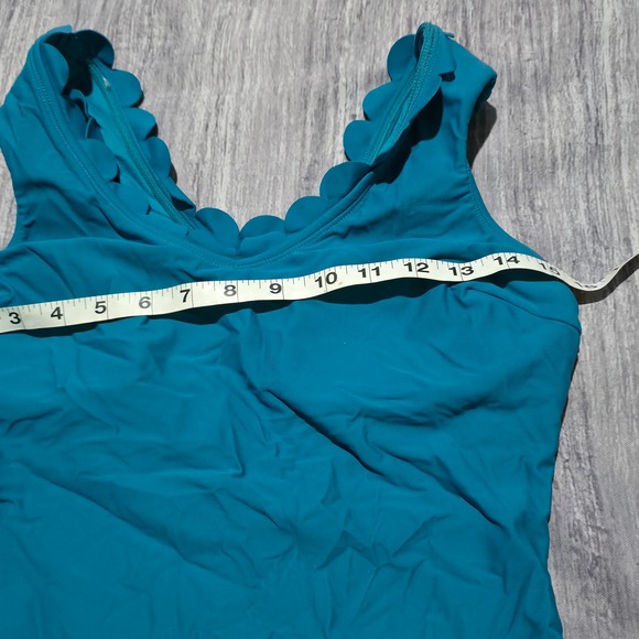 Cupshe Teal Scallop V Neck One Piece Swimsuit Women's Size M - Picture 6 of 9